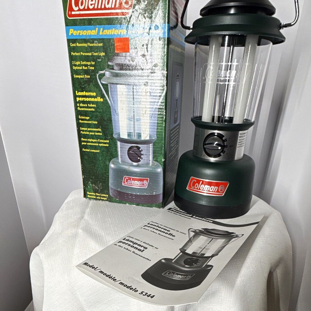 Vintage Coleman Personal Twin Tube Fluorescent Lantern (Model 5344) W/BoxManual